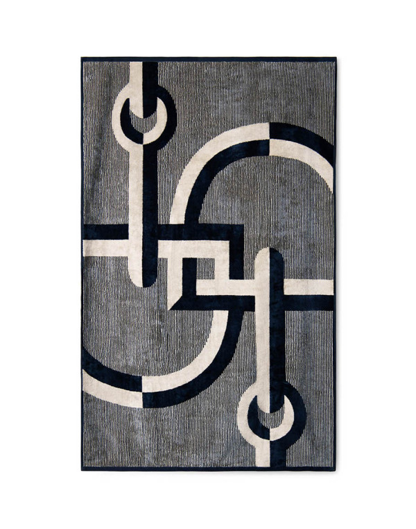 Велурена кърпа за баня NAVY AND BEIGE 90X150