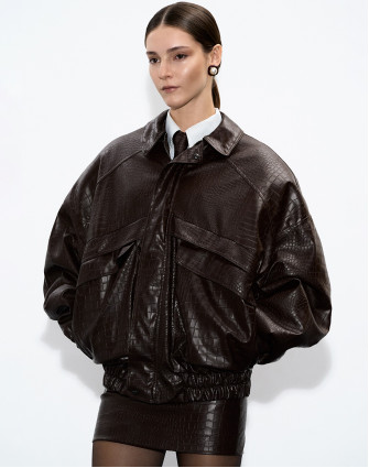 Бомбер яке с крокодилска текстура