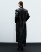 Черно манто от еко кожа с крокодилски принт