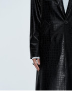 Черно манто от еко кожа с крокодилски принт