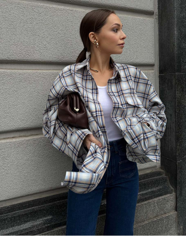 Оувърсайз памучна риза BLUE SKY