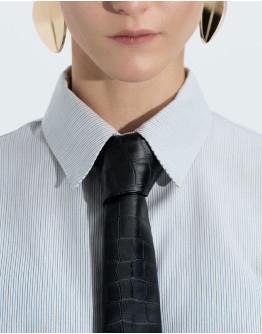 Вратовръзка от еко кроко кожа BLACK