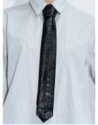 Вратовръзка от еко кроко кожа BLACK