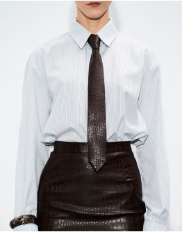 Вратовръзка от еко кроко кожа BROWN