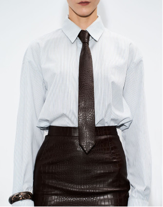 Вратовръзка от еко кроко кожа BROWN