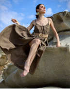 Ленена рокля GREECE BROWN