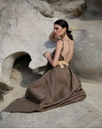 Ленена рокля GREECE BROWN