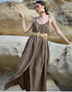 Ленена рокля GREECE BROWN