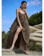 Ленена рокля GREECE BROWN