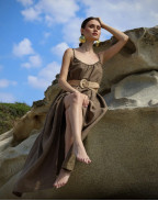 Ленена рокля GREECE BROWN