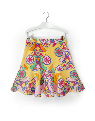 Ленена пола с цветен абстрактен принт