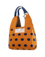Чанта CARAMEL BROWN & NAVY BLUE DOTS