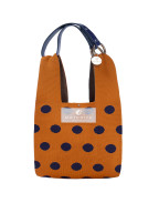 Чанта CARAMEL BROWN & NAVY BLUE DOTS