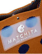 Чанта CARAMEL BROWN & NAVY BLUE DOTS