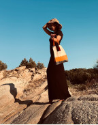 Чанта CREAMY WHITE & ORANGE & CARAMEL