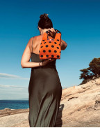 Чанта ORANGE & NAVY BLUE DOTS