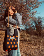 Чанта NAVY BLUE & ORANGE DOTS