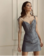 Рокля DENIM WITH TIES