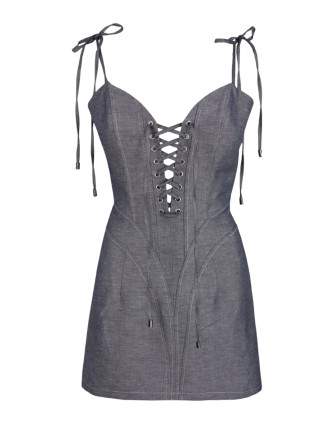 Рокля DENIM WITH TIES