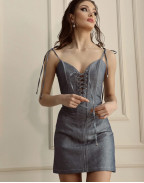 Рокля DENIM WITH TIES