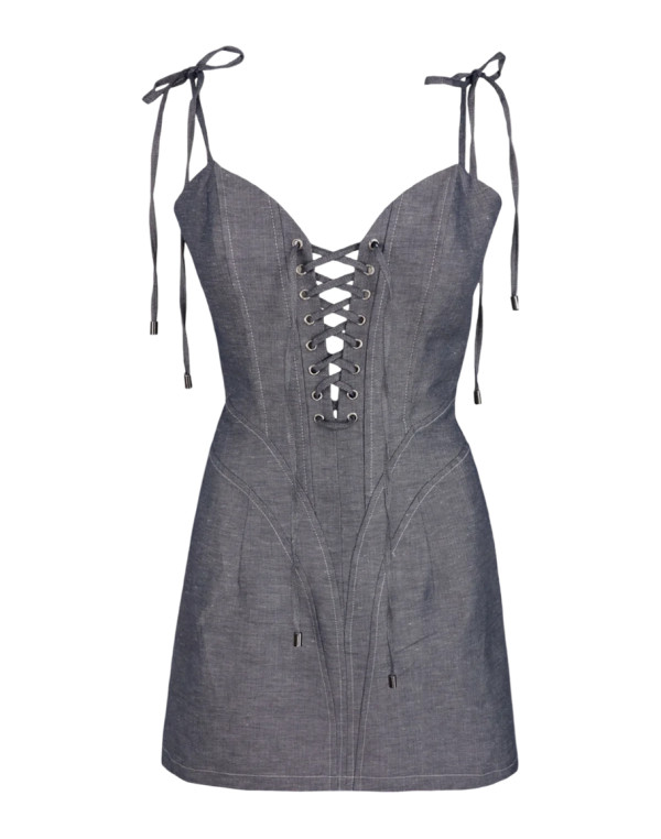 Рокля DENIM WITH TIES