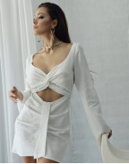 Рокля WHITE LINEN CLASSY