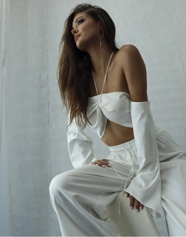 Топ WHITE LINEN CROP
