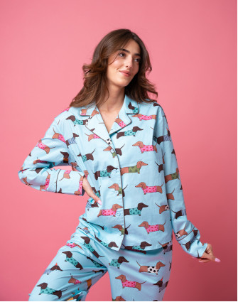 Памучна пижама с принт ДАКЕЛИ BLUE