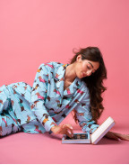 Памучна пижама с принт ДАКЕЛИ BLUE