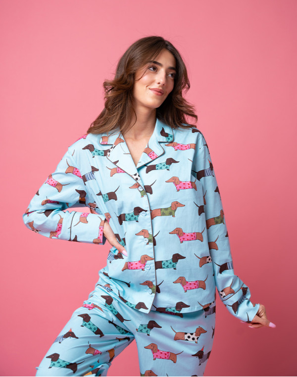 Памучна пижама с принт ДАКЕЛИ BLUE