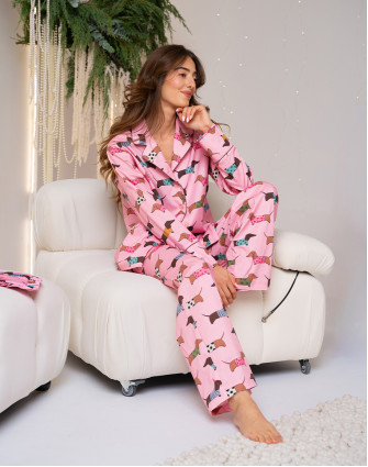 Памучна пижама с принт ДАКЕЛИ PINK