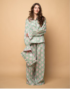 Памучна пижама с принт ЦВЕТЯ