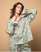 Памучна пижама с принт ЦВЕТЯ