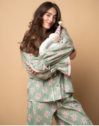 Памучна пижама с принт ЦВЕТЯ