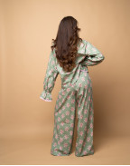 Памучна пижама с принт ЦВЕТЯ