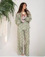 Памучна пижама с принт ЦВЕТЯ