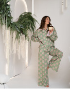 Памучна пижама с принт ЦВЕТЯ