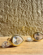 Обеци SAURIS DOUBLE PEAR STUDS 18K GOLD PLATED