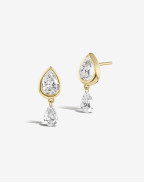 Обеци SAURIS DOUBLE PEAR STUDS 18K GOLD PLATED
