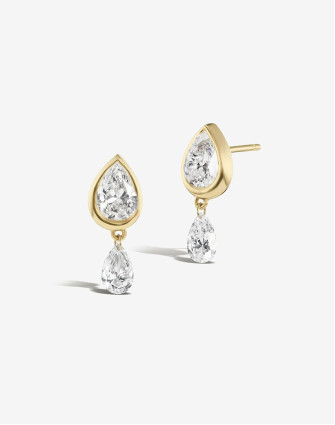 Обеци SAURIS DOUBLE PEAR STUDS 18K GOLD PLATED