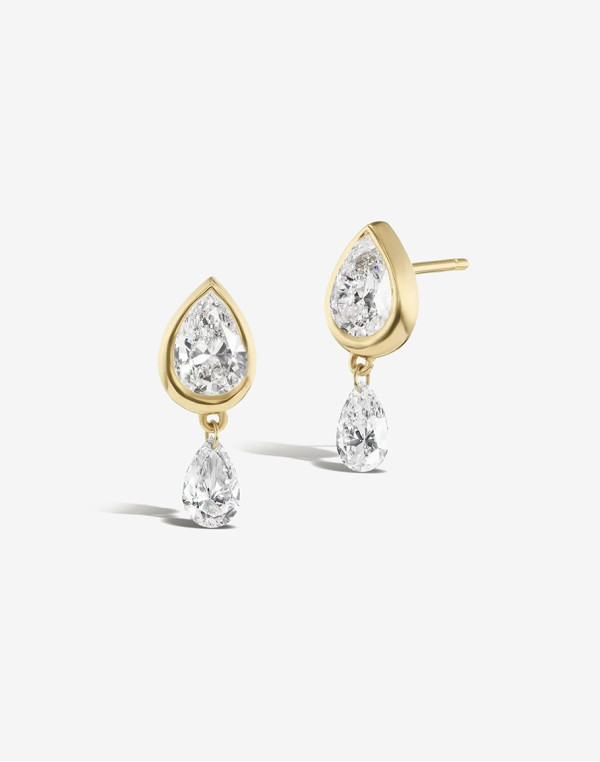 Обеци SAURIS DOUBLE PEAR STUDS 18K GOLD PLATED