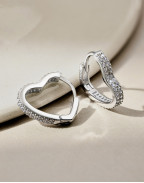 Обеци VERONA PAVE HEART HOOPS