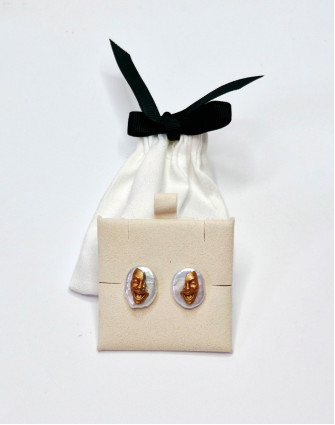 Обеци SMILE BRONZE PEARL