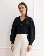 Блуза с V-образно деколте TANITA NAVY