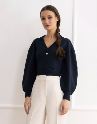 Блуза с V-образно деколте TANITA NAVY