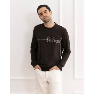 Мъжка блуза с дълъг ръкав TANIS CHOCOLATE