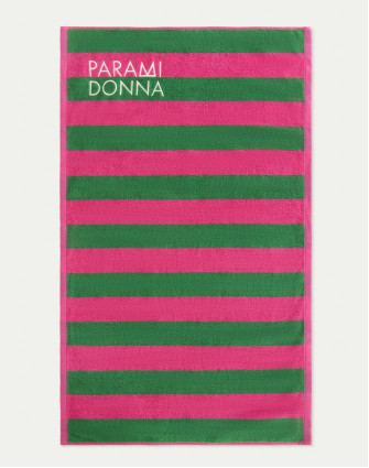 Средна плажна кърпа на райета EMERALD FUCHSIA
