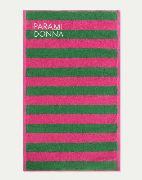 Средна плажна кърпа на райета EMERALD FUCHSIA