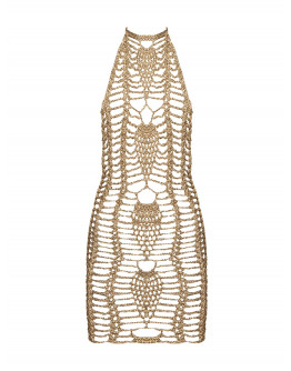 Ръчно плетена рокля ANDROMEDA в цвят старо злато