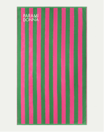 Голяма плажна кърпа на райета EMERALD FUCHSIA